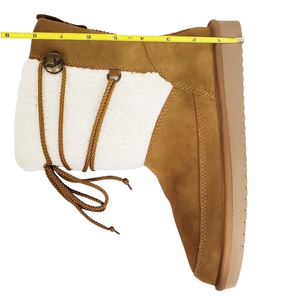 New Koolaburra Ugg michon short boots chesnut suede faux fur pull on lace winter - Picture 13 of 16